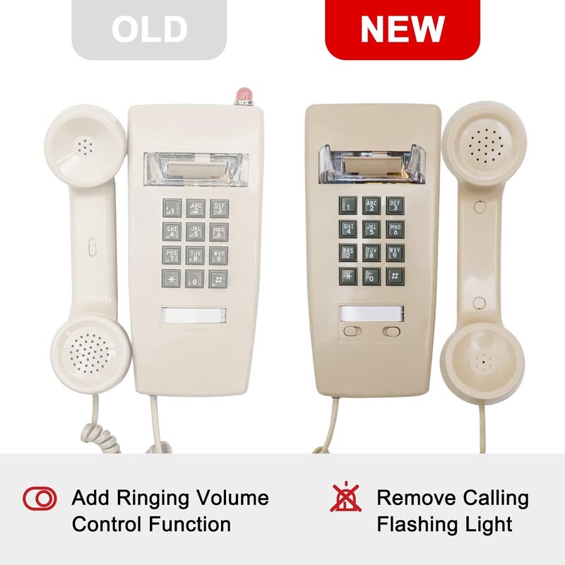 Aokpsrt Retro Wall Telephone with Mechanical Ringer Vintage Wall Phones for Landline Wall Mount with Adjustable Volume Old Fashioned Corded Phone for Kitchen Home School Office - Image 4